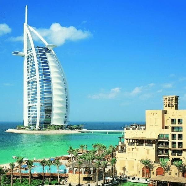 burj al arab with blue sky background
