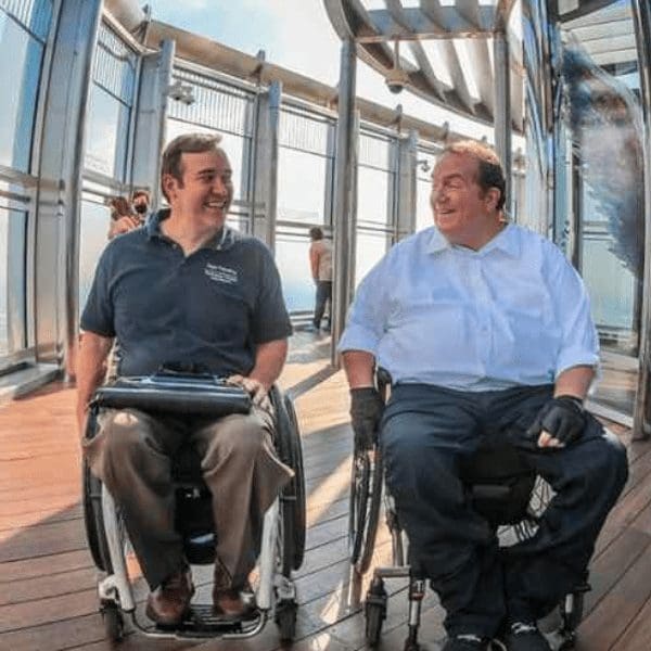 men in wheelchairs atop the burj khalifa dubai