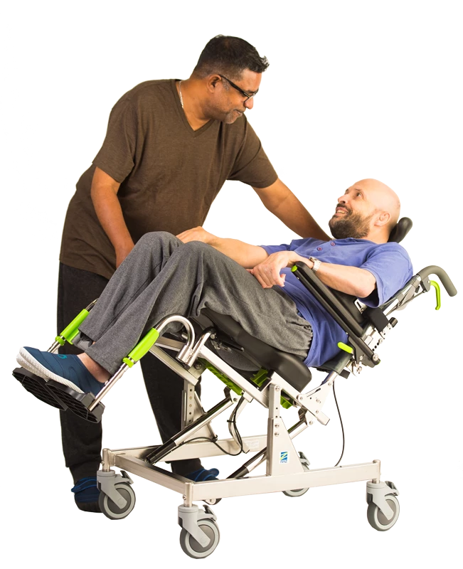 Man in a RAZ AT shower chair